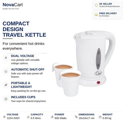 Compact kettle 600w - 600w, travel